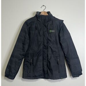 Monster Energy Drink Men's Black Hooded Fleece Lined Zip Jacket Sz Small